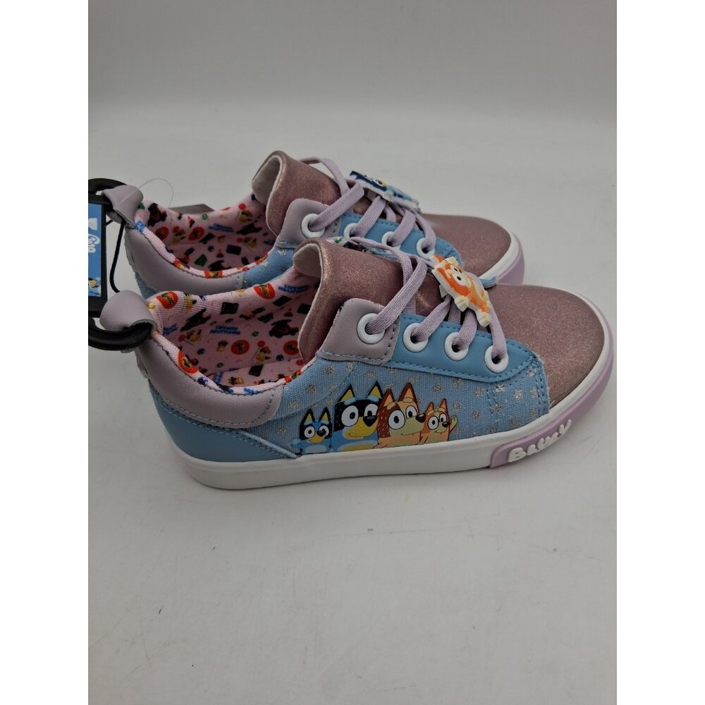 Bluey Sneakers Toddler Kids Size 11 Blue Purple Slip On Elastic Lace Shoes - Picture 4 of 12